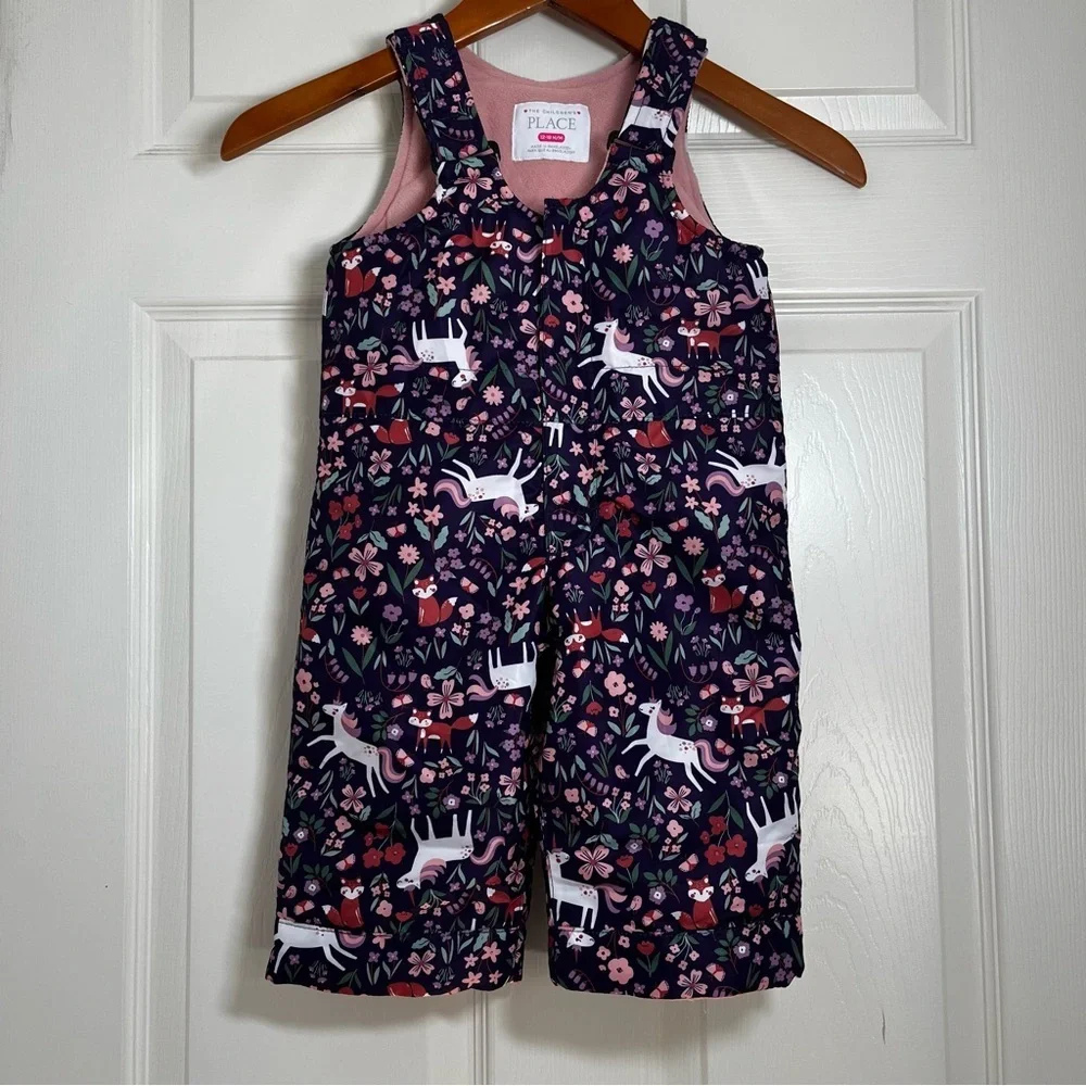 CHILDREN’S PLACE Unicorn Print Kids Snow Pants and Jacket Set Size 12-18 Months